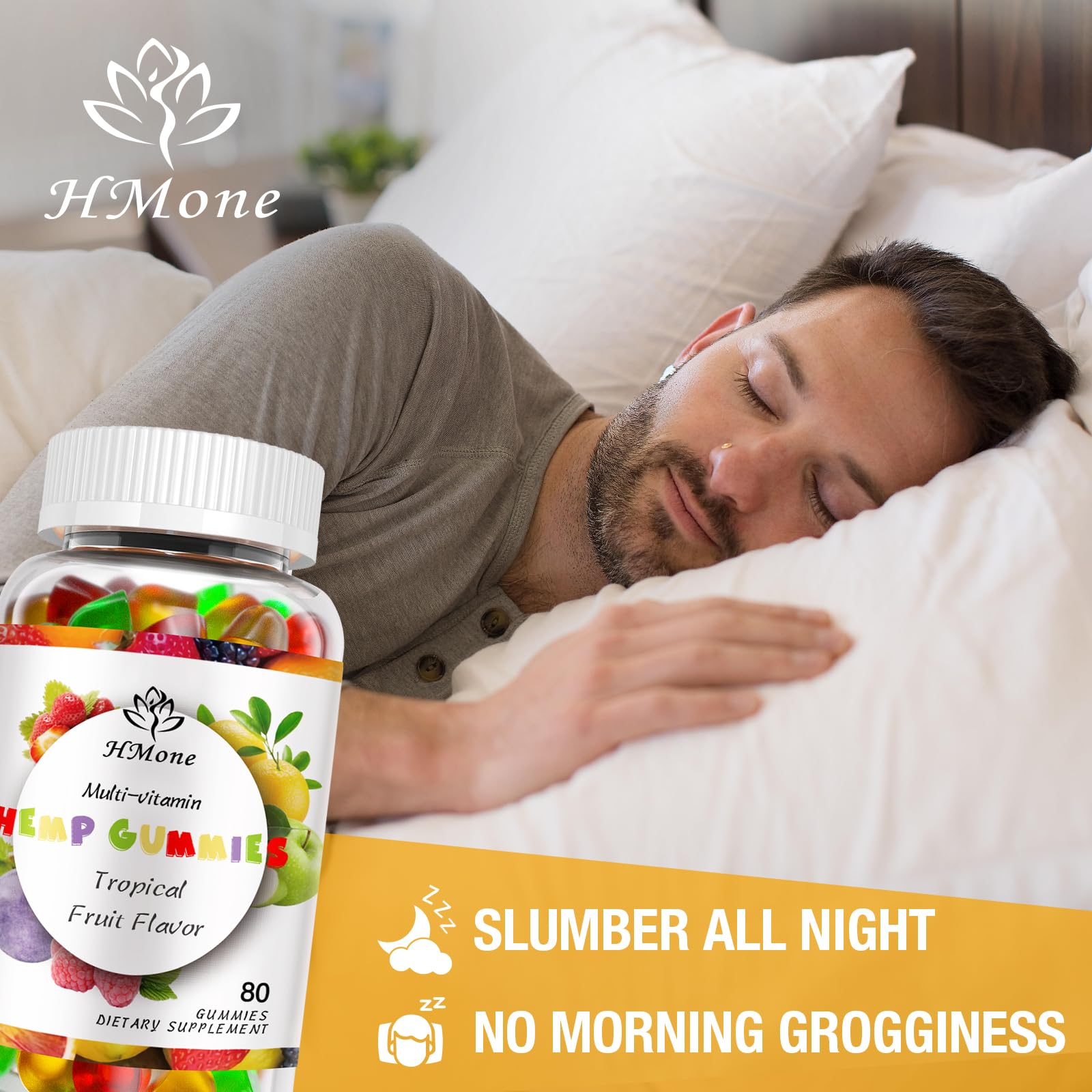 HMone Hemp Gummies Omega 3-6-9 close-up of gummies