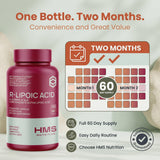 HMS Nutrition Alpha Lipoic Acid 300 mg capsules with a measuring spoon