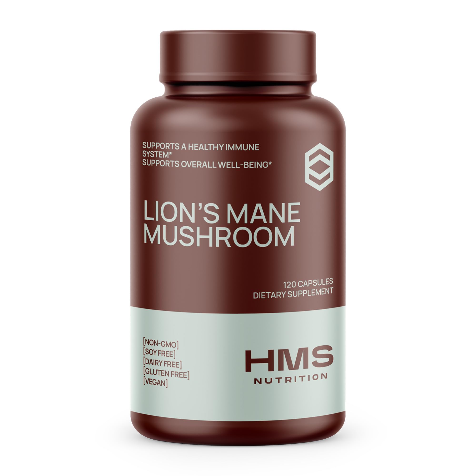 HMS Nutrition Lion's Mane Mushroom Capsules 1000mg front view