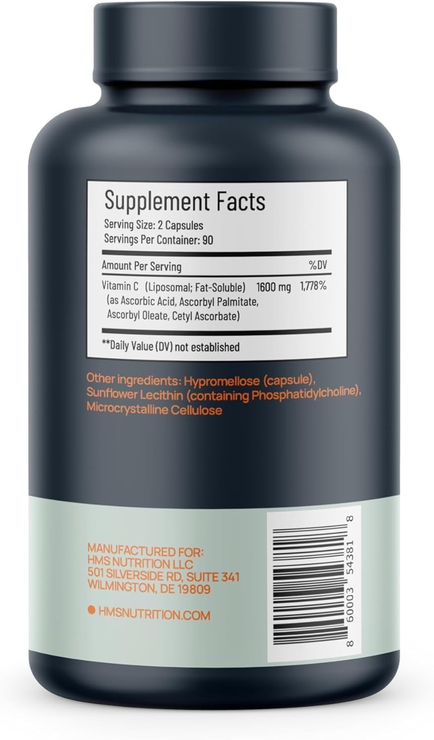 HMS Nutrition Liposomal Vitamin C ingredients list