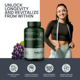 HMS Nutrition Resveratrol Supplement 1400mg packaging on a table