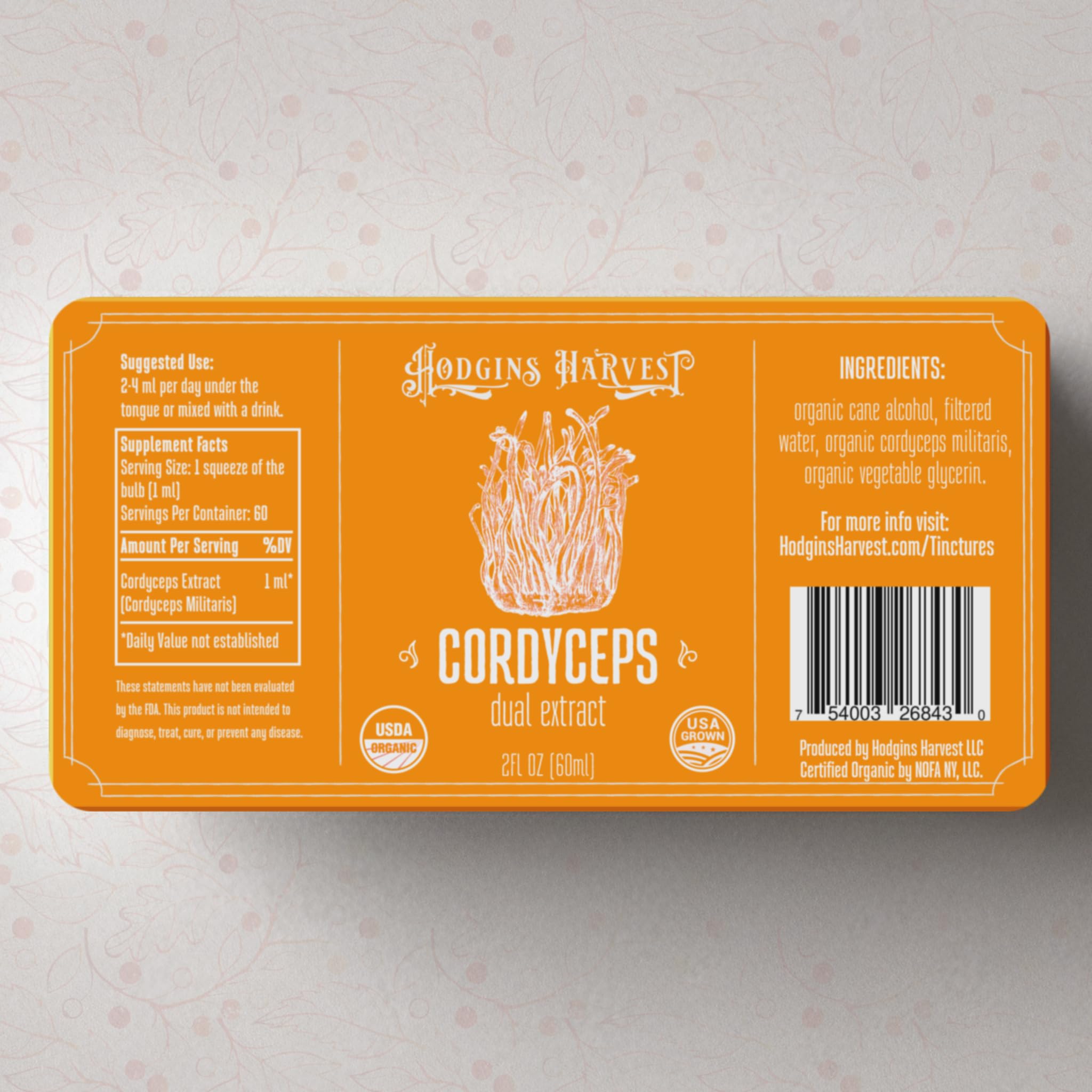 Hodgins Harvest Cordyceps Tincture packaging details
