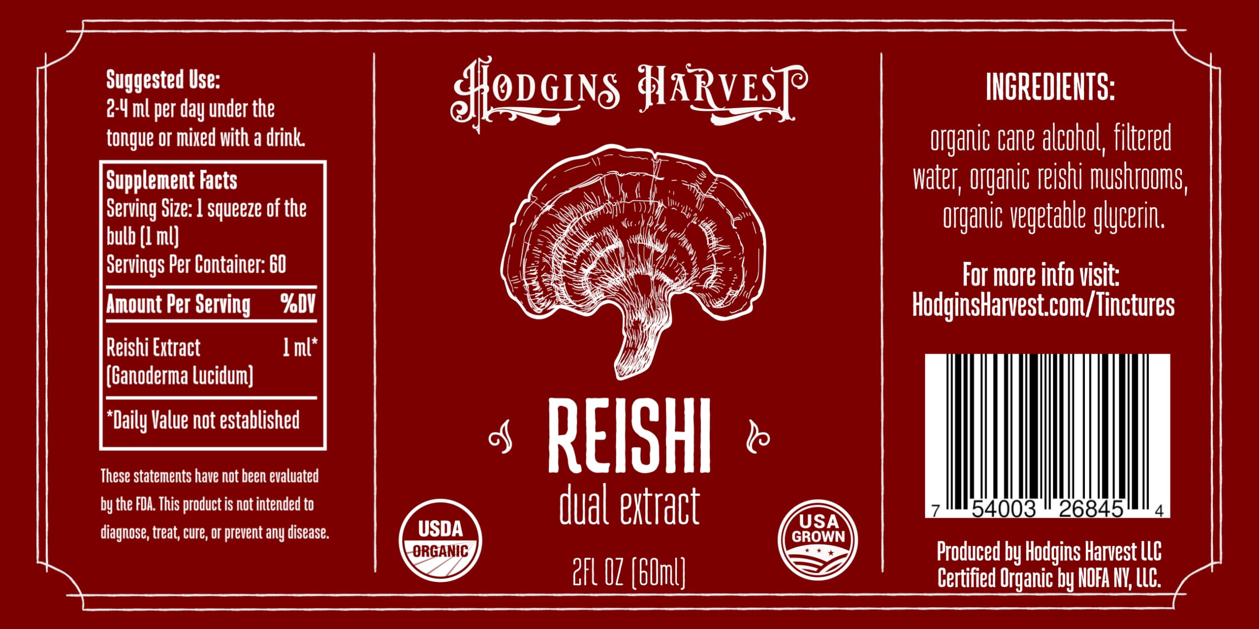 Hodgins Harvest Reishi Mushroom Tincture 118g with measuring spoon