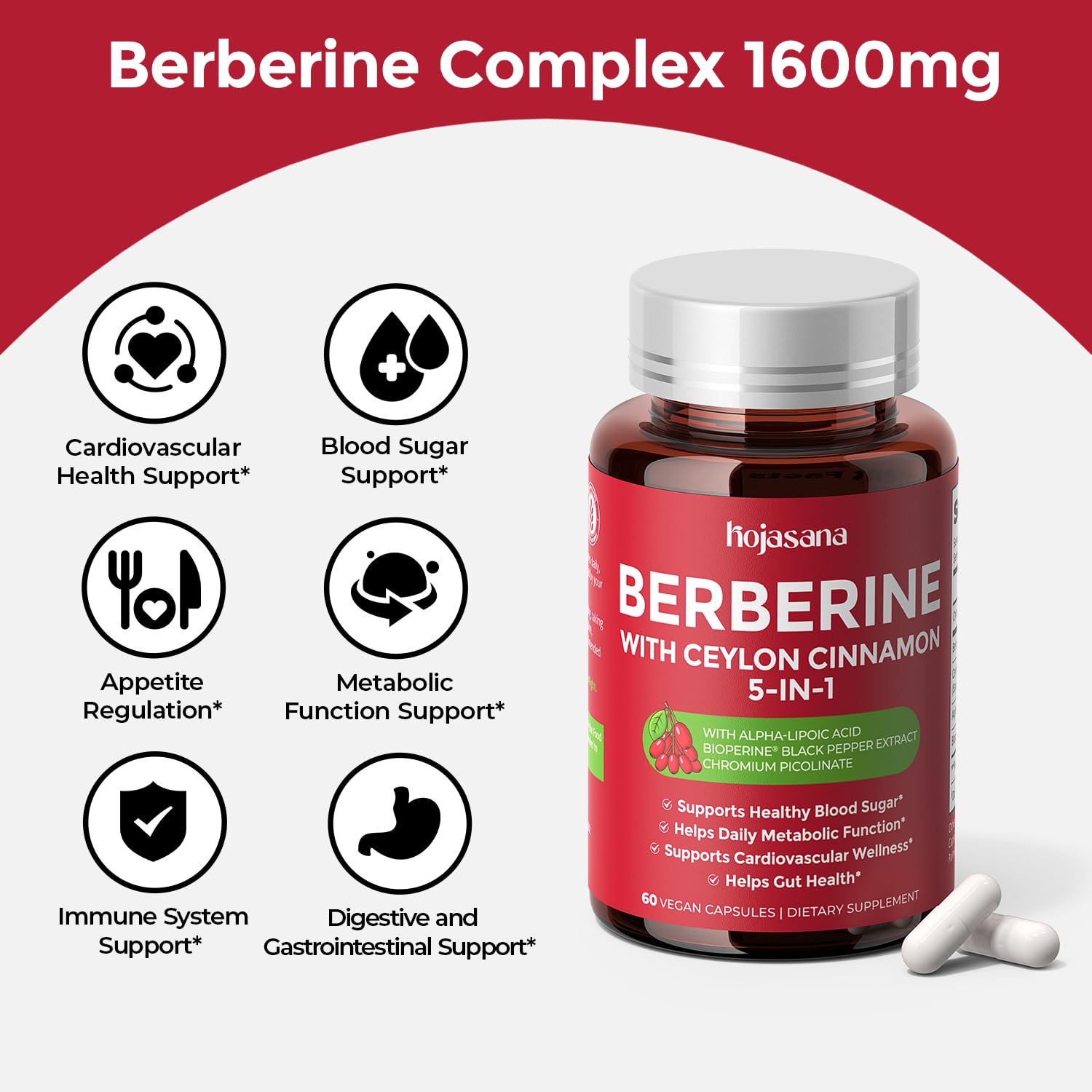 HojaSana Berberine Supplement capsules close-up