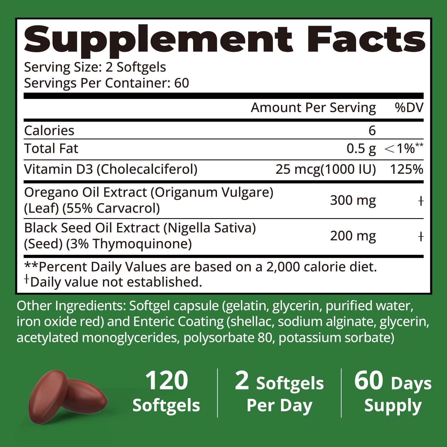 HojaSana Oregano Oil Softgels packaging with label