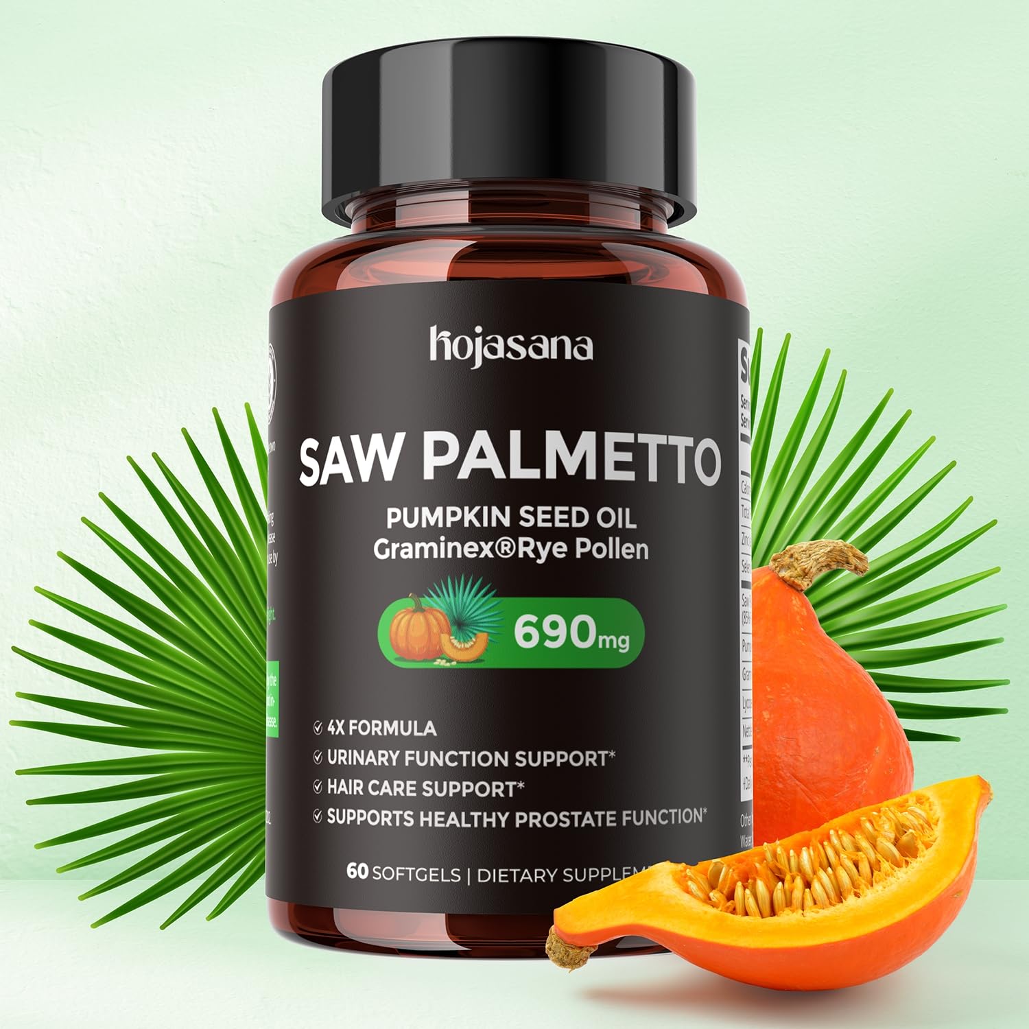 HojaSana Saw Palmetto Extract softgels front view