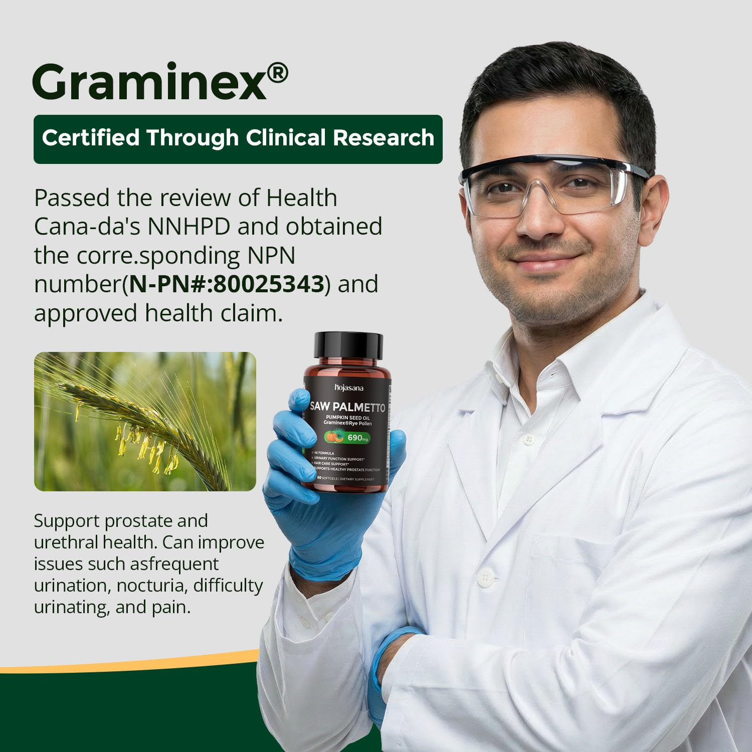 HojaSana Saw Palmetto Extract softgels in hand