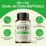 HojaSana Vitamin D3 & K2 softgels on a kitchen counter