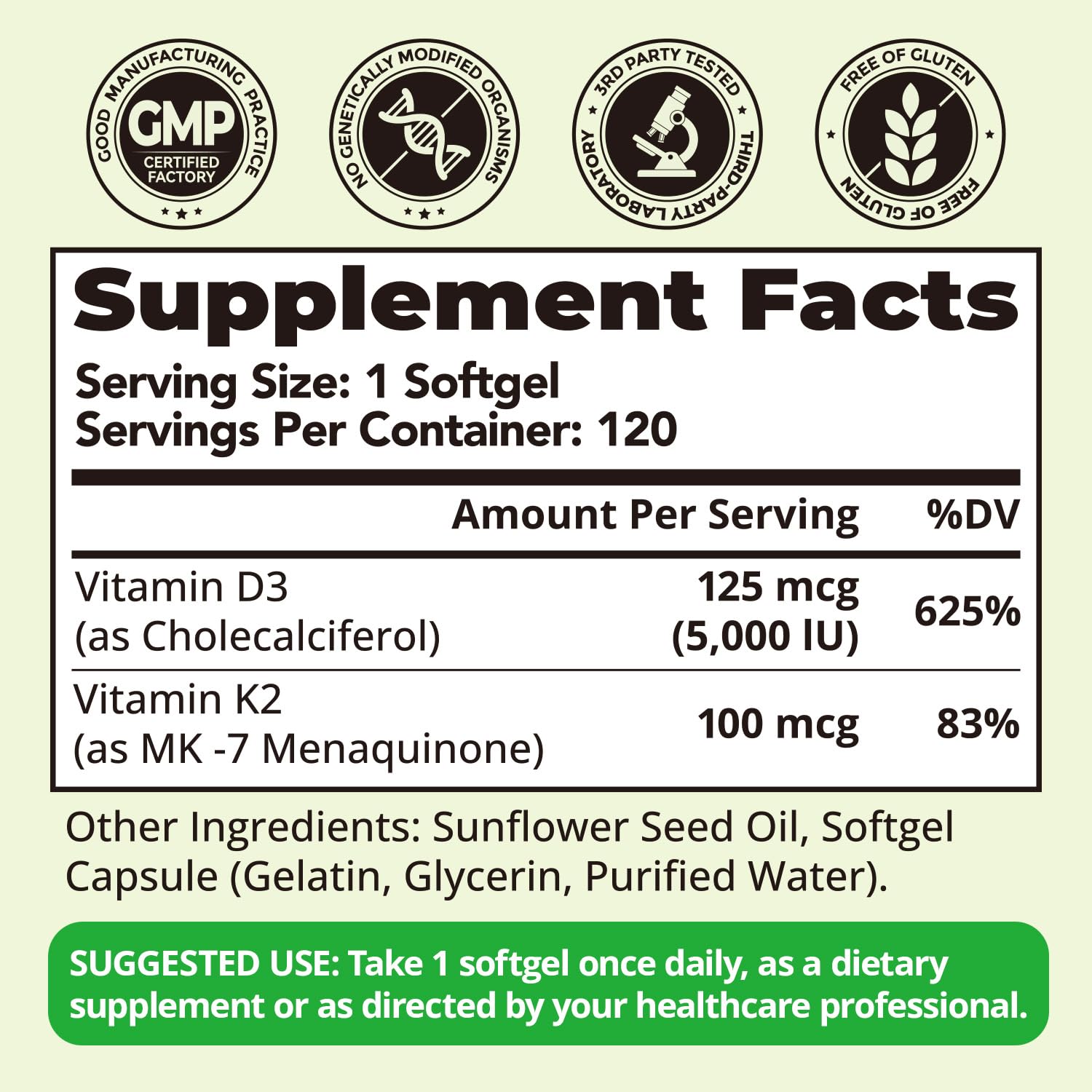 HojaSana Vitamin D3 & K2 softgels with measuring spoon