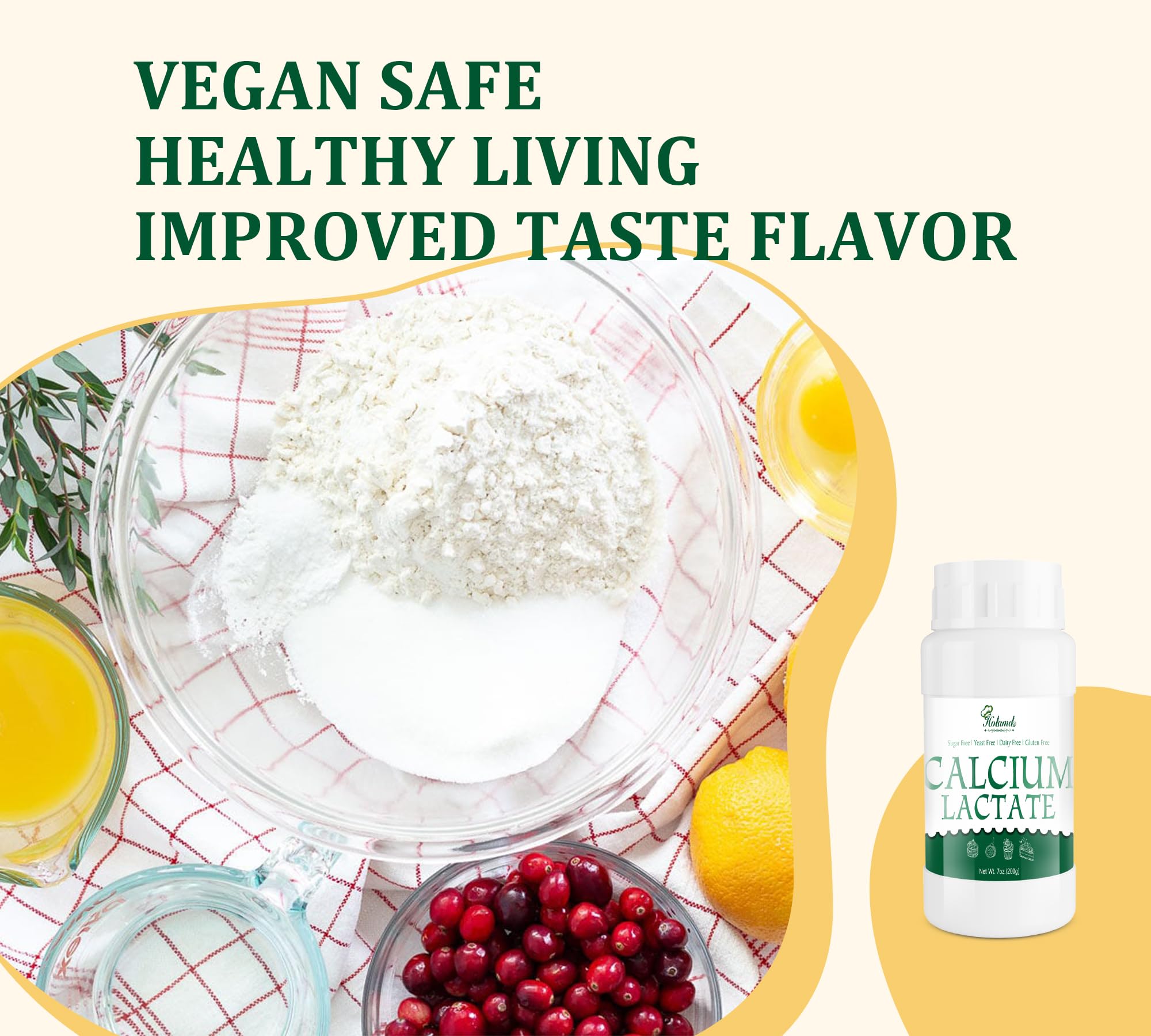 Holamdo Calcium Lactate Powder 249g usage in baking