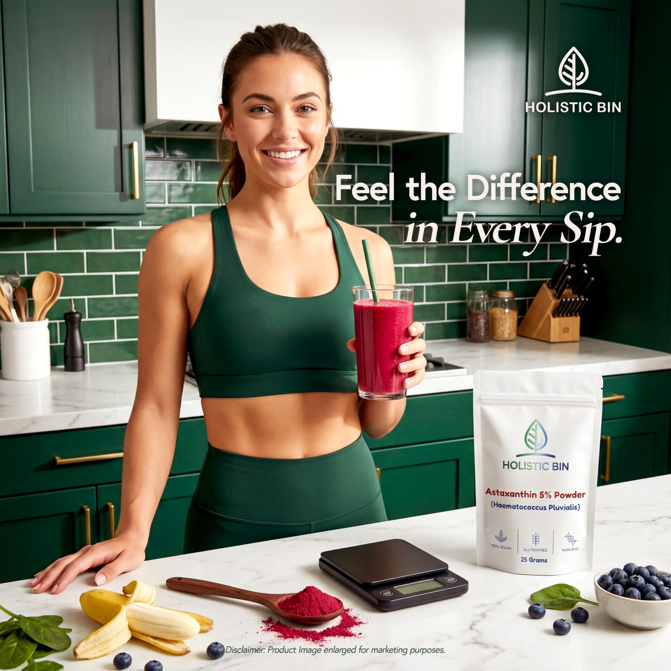 Holistic Bin Astaxanthin Powder in a bowl