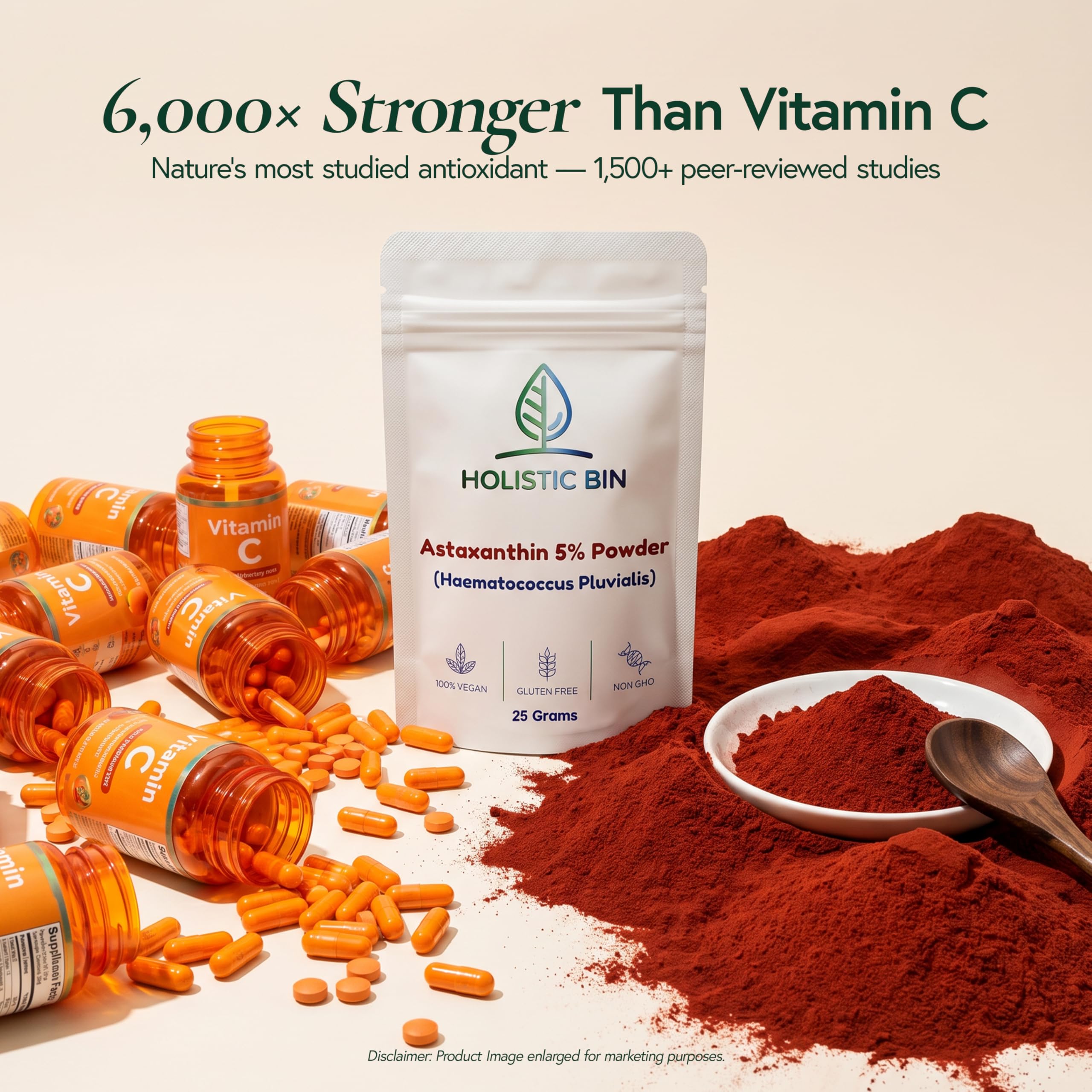 Holistic Bin Astaxanthin Powder in a smoothie