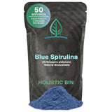 Holistic Bin Blue Spirulina Powder front view in resealable bag