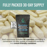 Holistic Bin Pine Pollen Capsules 500mg close-up of capsules