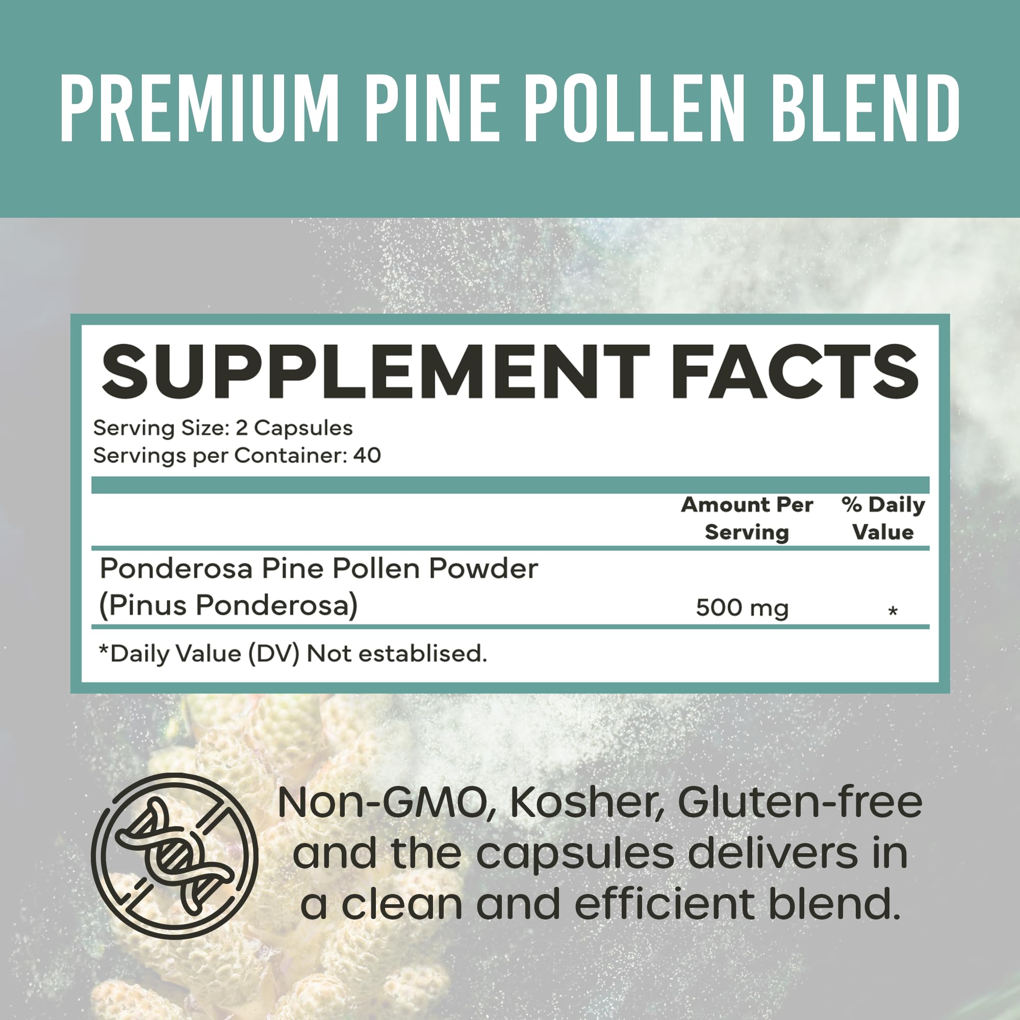 Holistic Bin Pine Pollen Capsules 500mg packaging