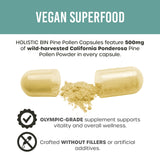 Holistic Bin Pine Pollen Capsules 500mg side view