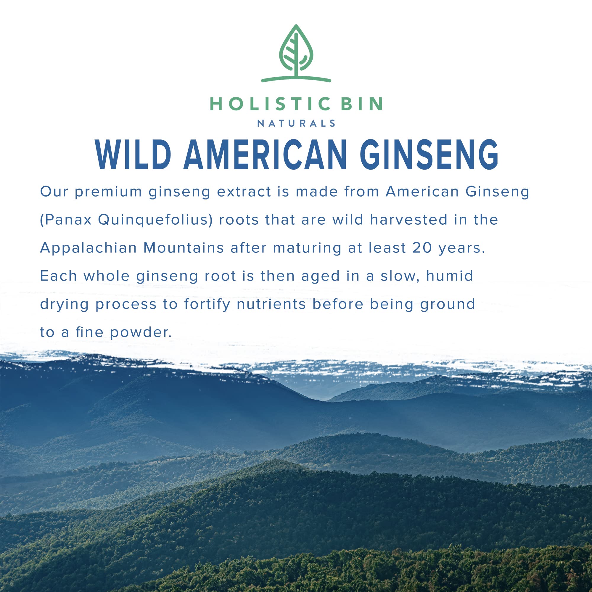 Holistic Bin Wild American Ginseng Root Powder packaging details
