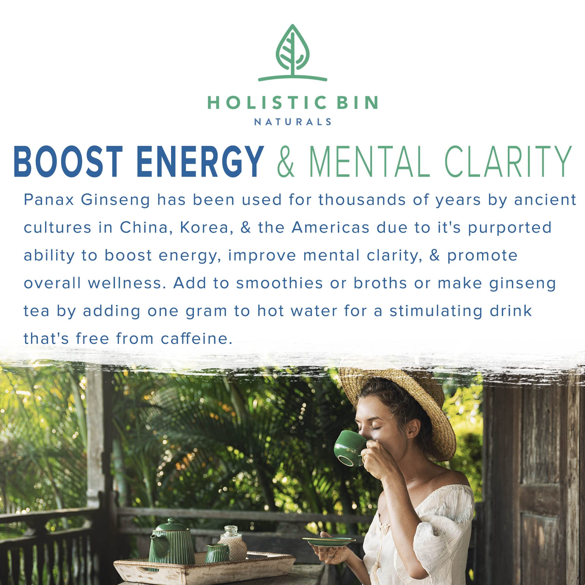 Holistic Bin Wild American Ginseng Root Powder with herbal ingredients