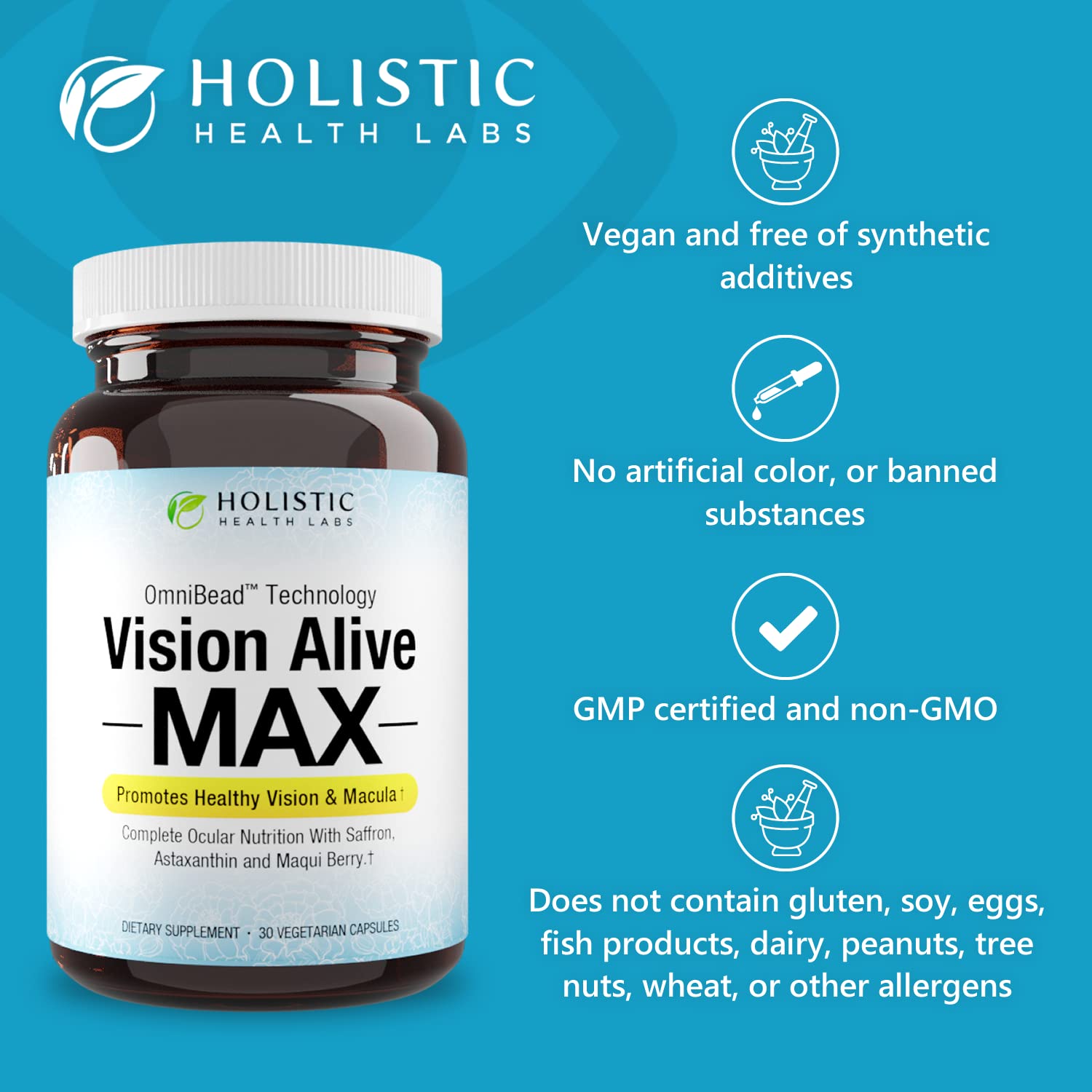 Holistic Health Labs Vision Alive Max supplement back view