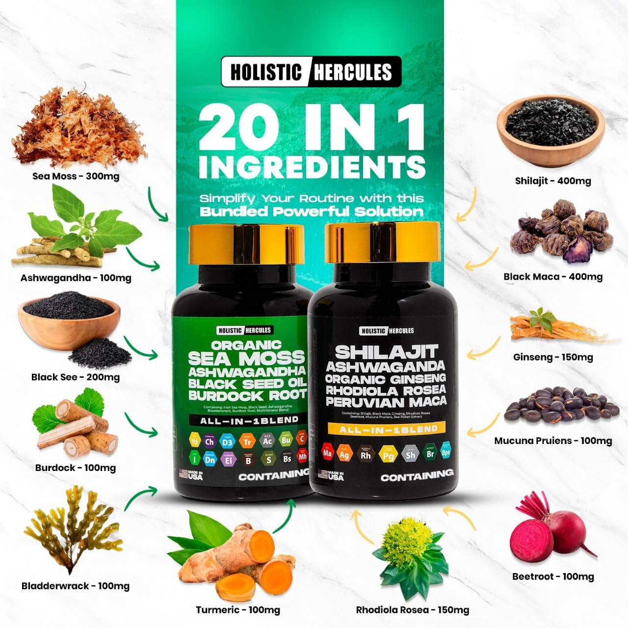 Holistic Hercules Elixir Bundle 160g ingredients list
