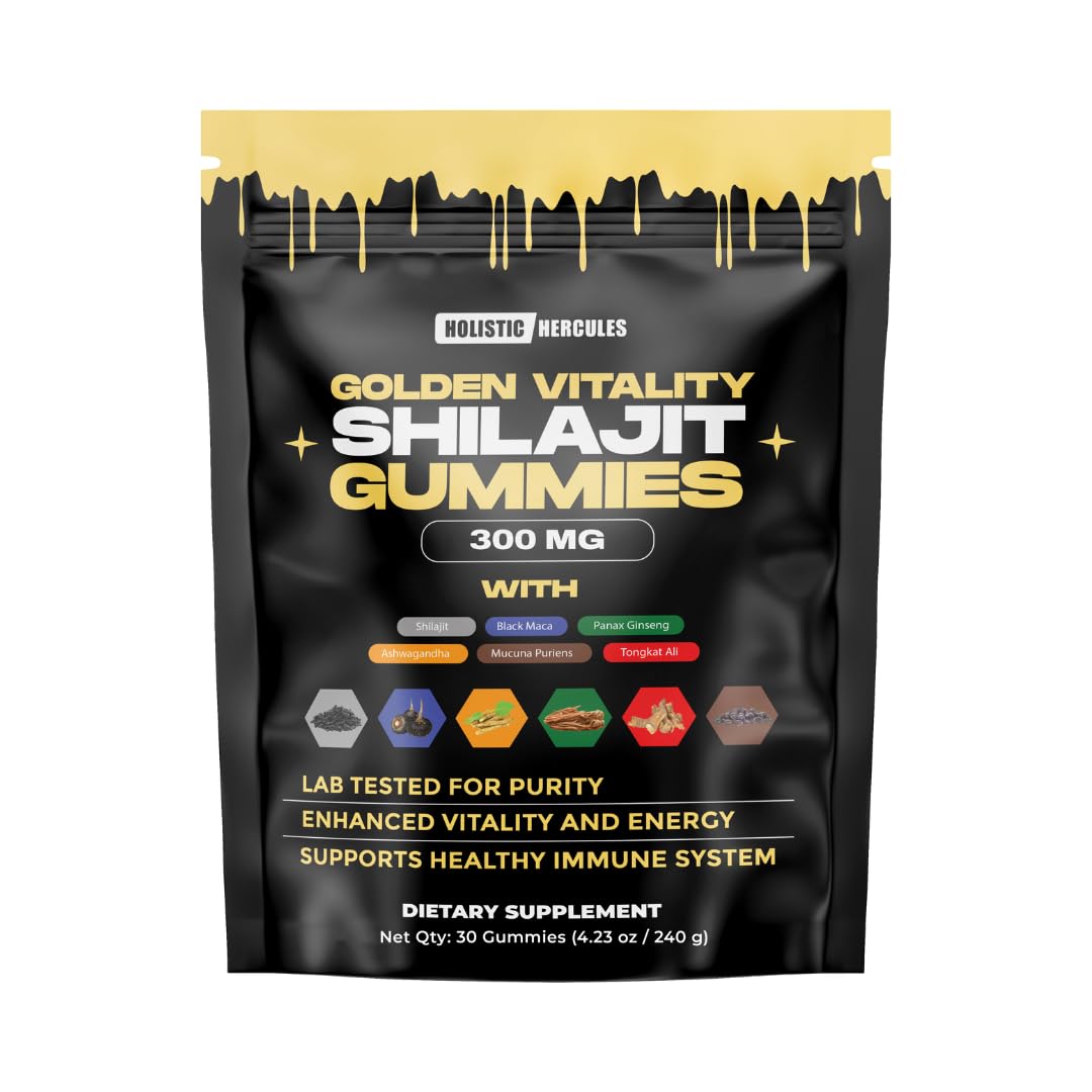 Holistic Hercules Himalayan Gold Shilajit Gummies front view packaging