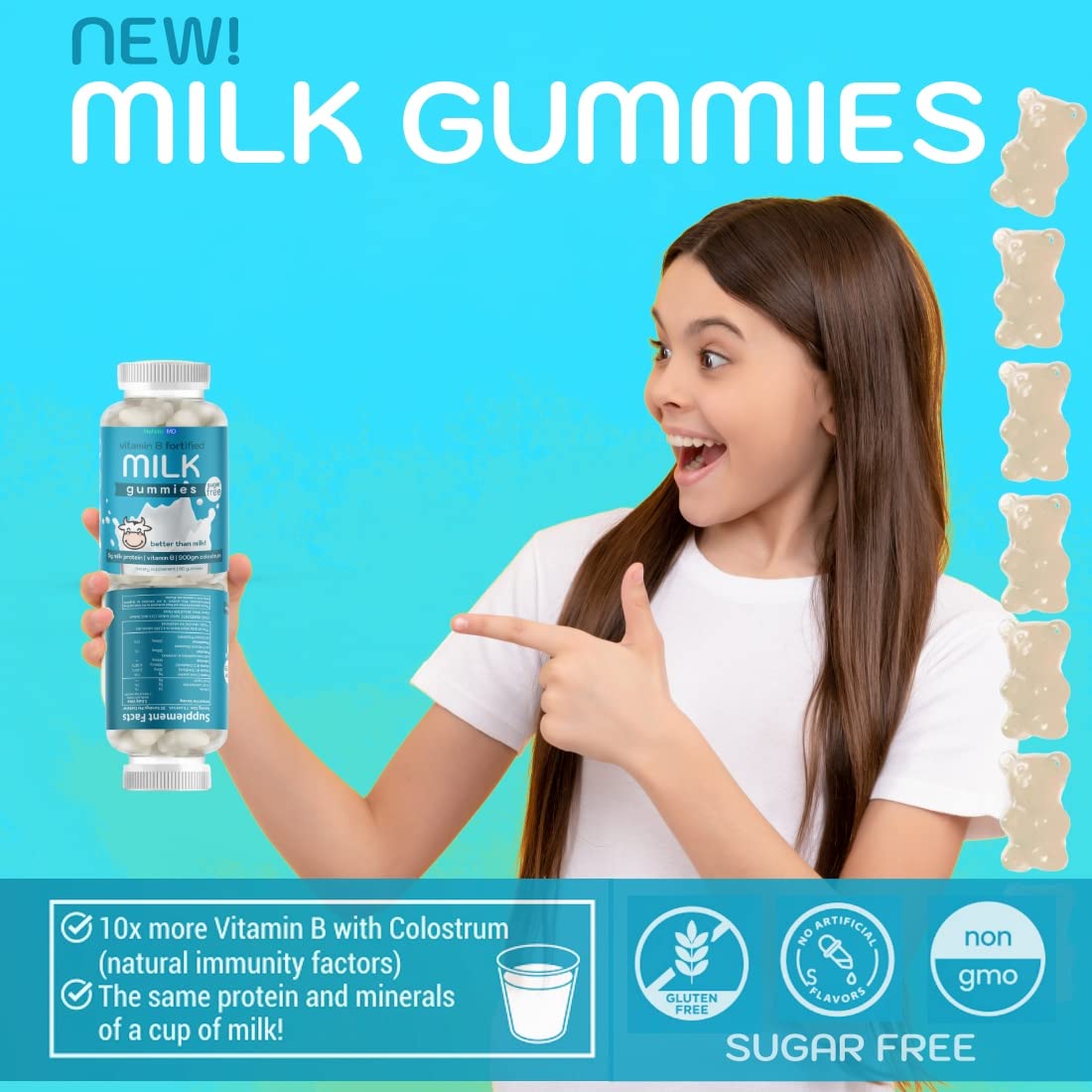 Holistic MD Grass Fed Colostrum Protein Gummies close-up