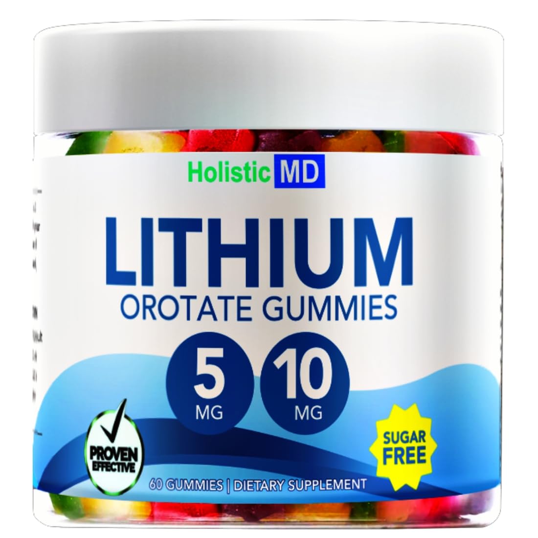 Holistic MD Lithium Orotate Gummies 60 count bottle front view