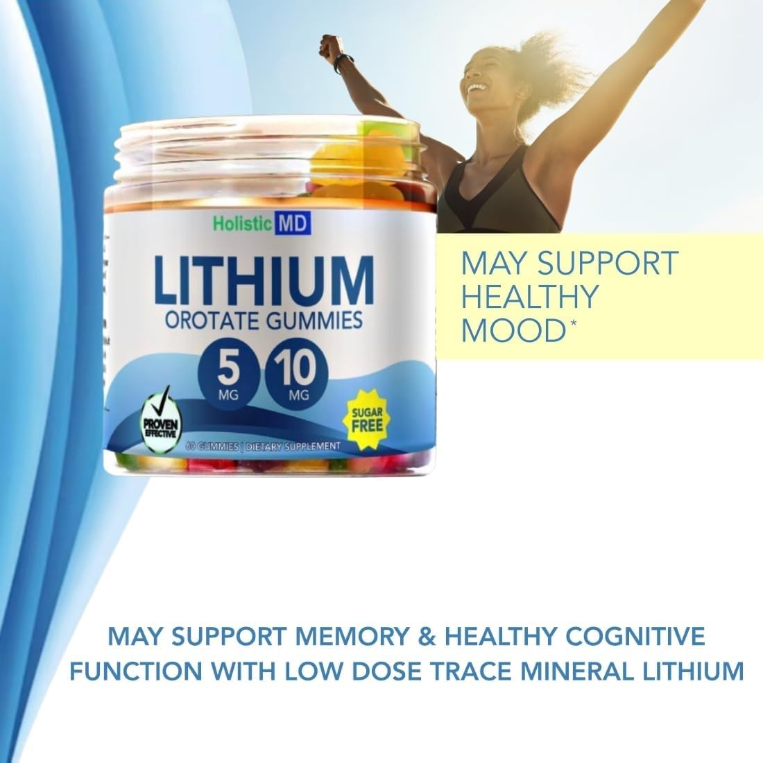 Holistic MD Lithium Orotate Gummies lemon flavour close-up