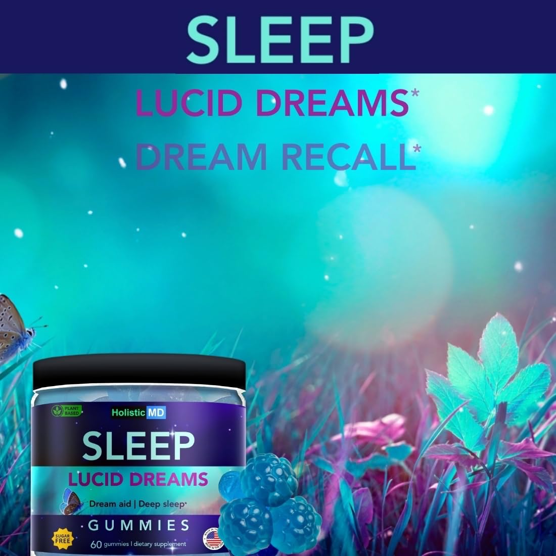 Holistic MD Lucid Dreams Sleep Gummies showing inner liquid texture