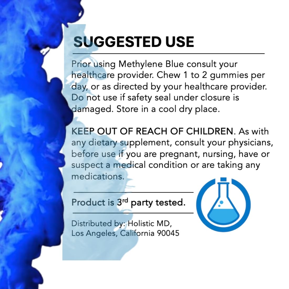 Holistic MD Methylene Blue Gummies lifestyle shot with a glass of water