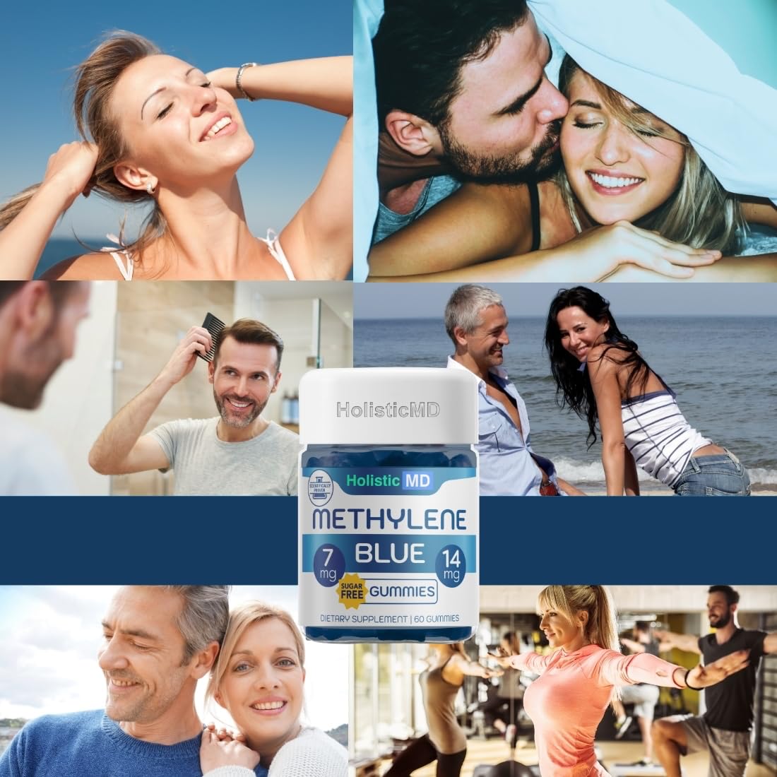 Holistic MD Methylene Blue Gummies showing sugar free label