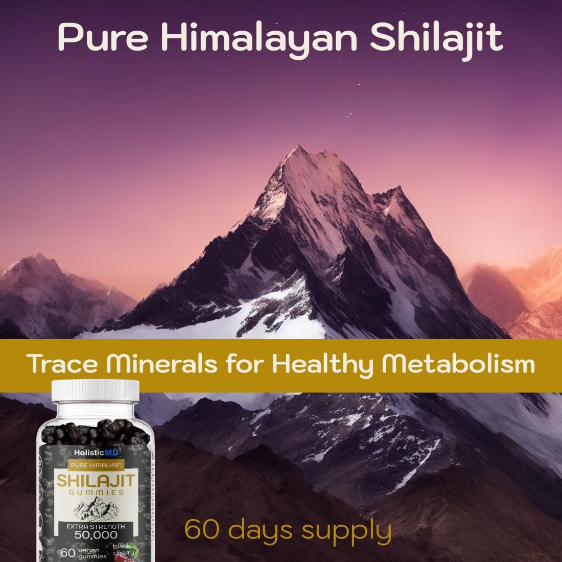 Holistic MD Shilajit Gummies black cherry flavour close-up