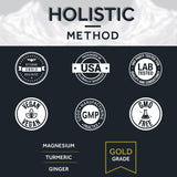 Holistic Method Magnesium Glycinate vegan and non-GMO symbols