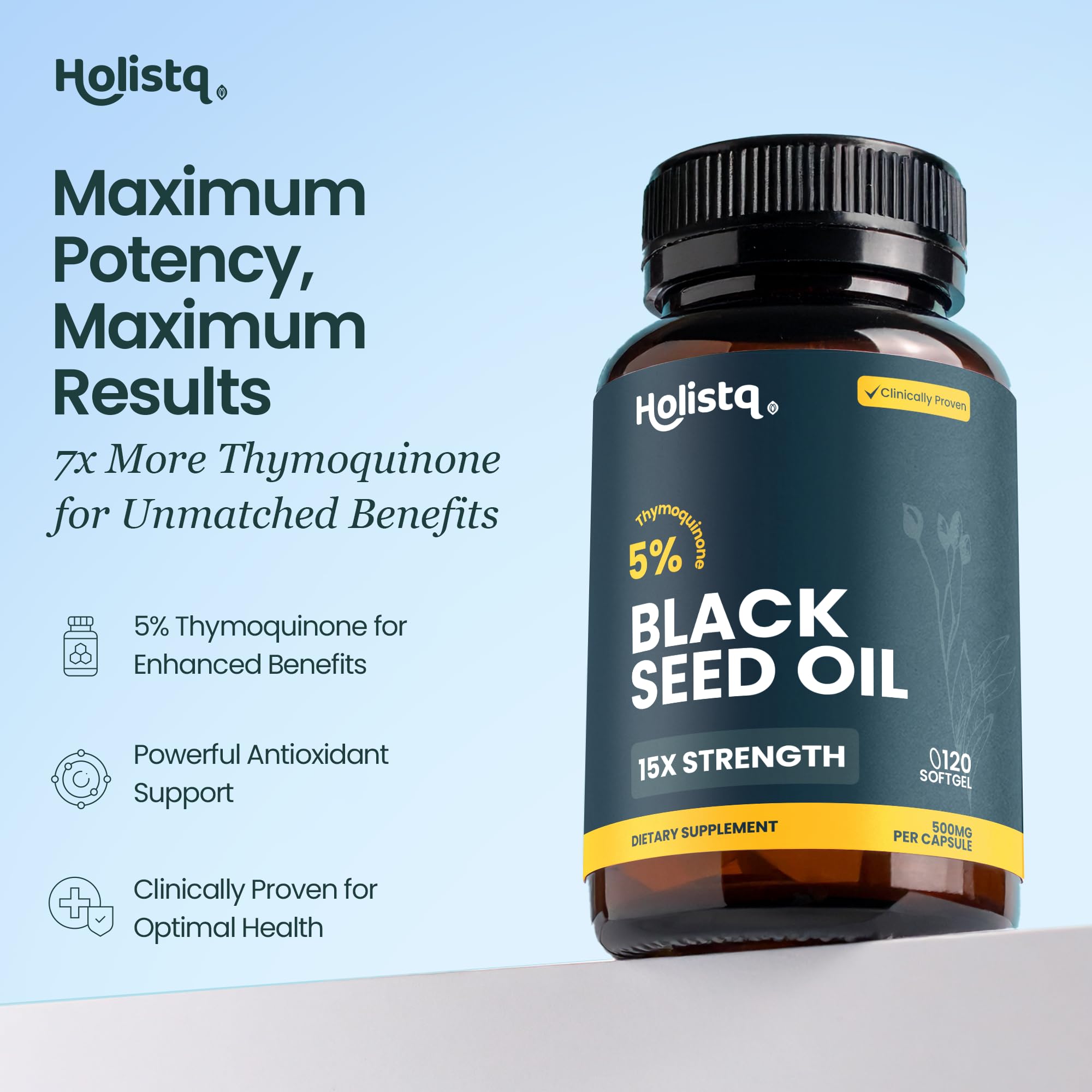 HOLISTQ Black Seed Oil Capsules 240g side view