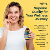 HOLISTQ Black Seed Oil Capsules 240g with softgel close-up