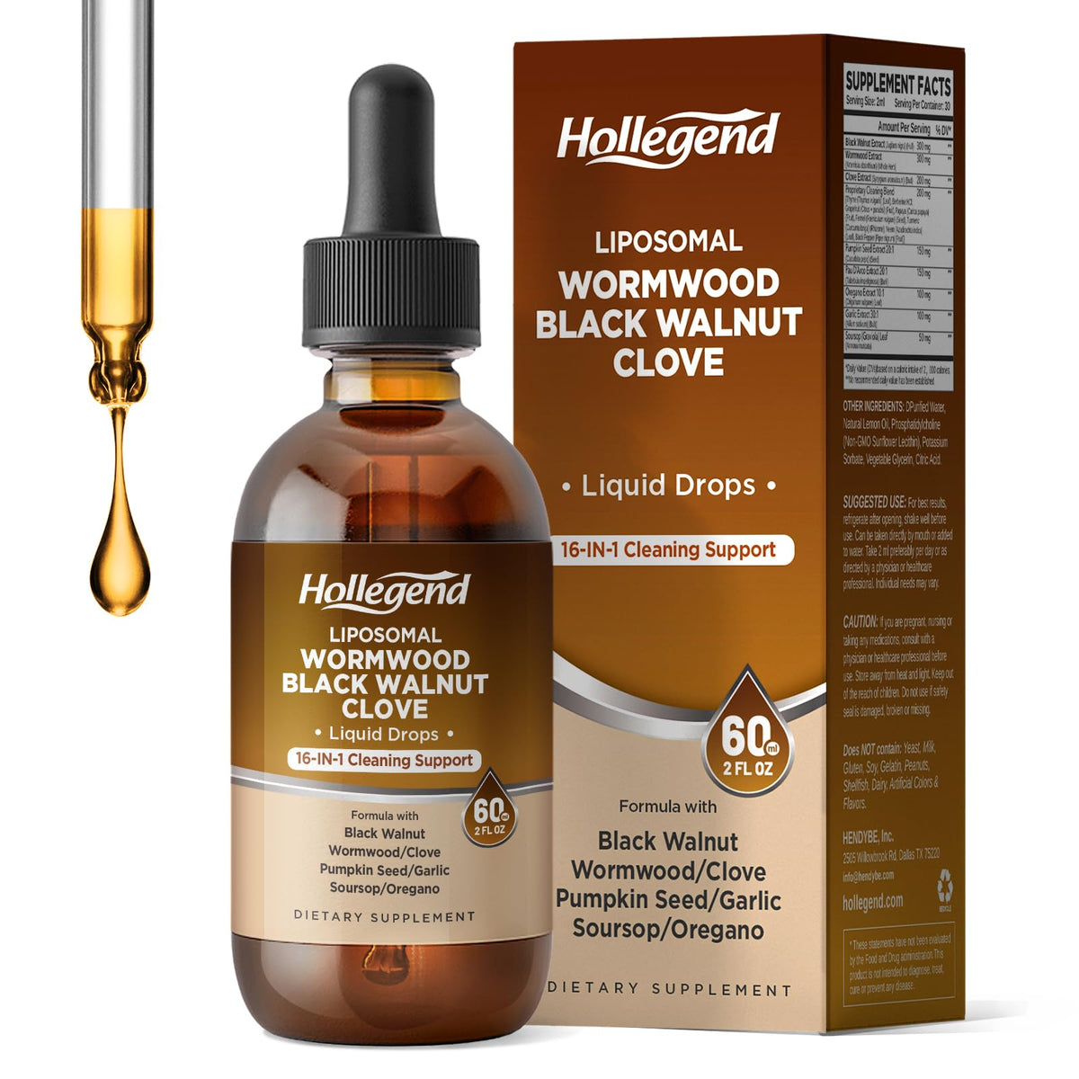 HOLLEGEND 16-IN-1 Herbal Complex Liquid Drops front view