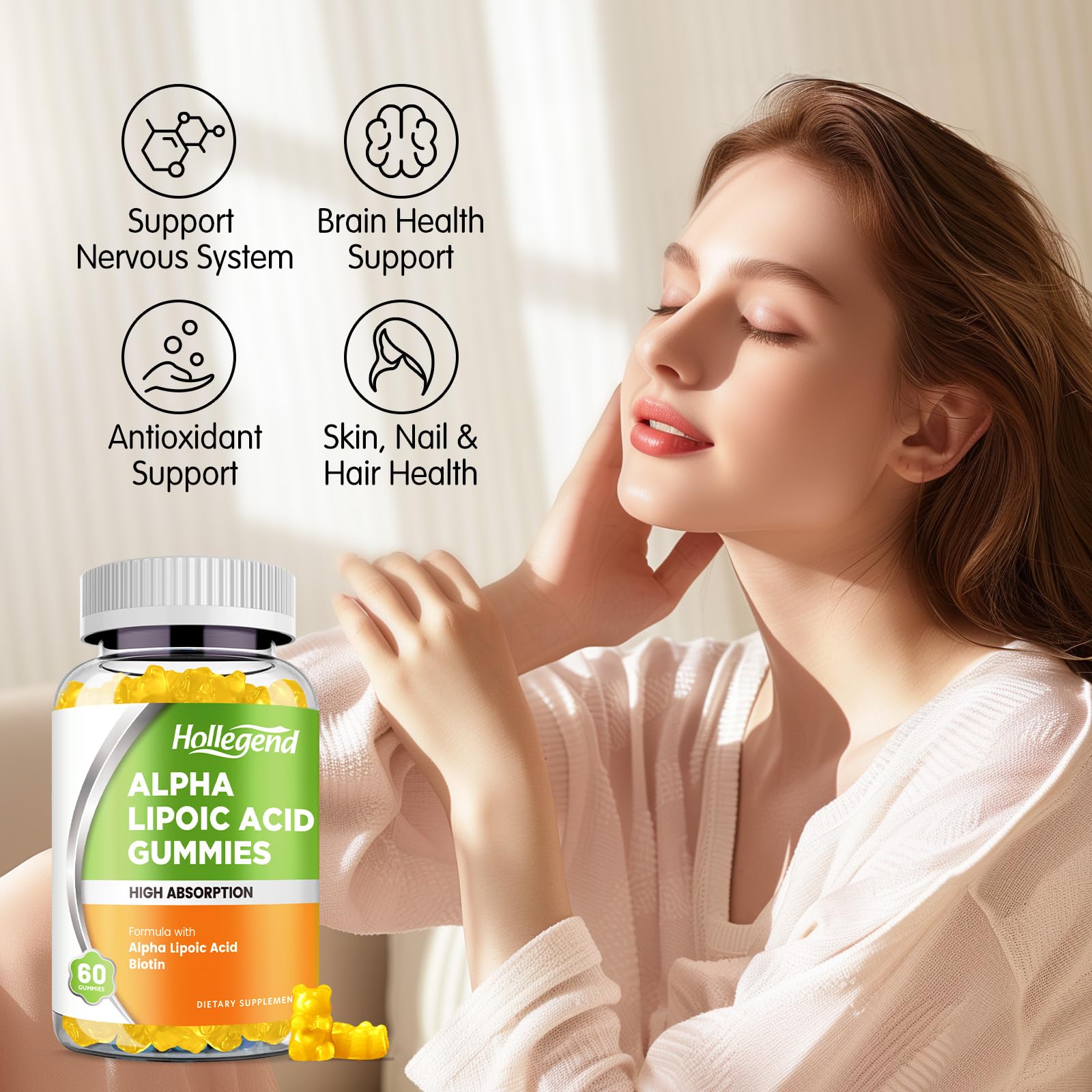HOLLEGEND Alpha Lipoic Acid Gummies 1000mg pineapple flavour