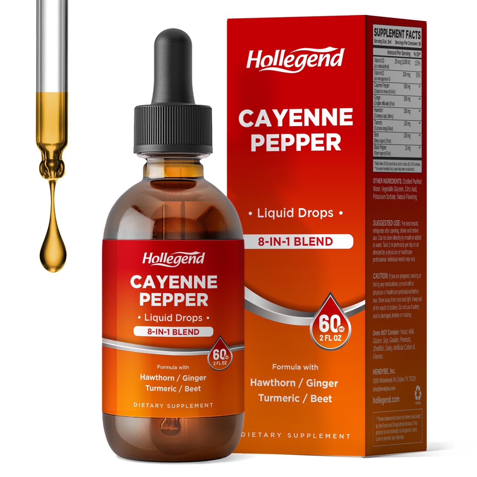 HOLLEGEND Cayenne Pepper Tincture front view with label