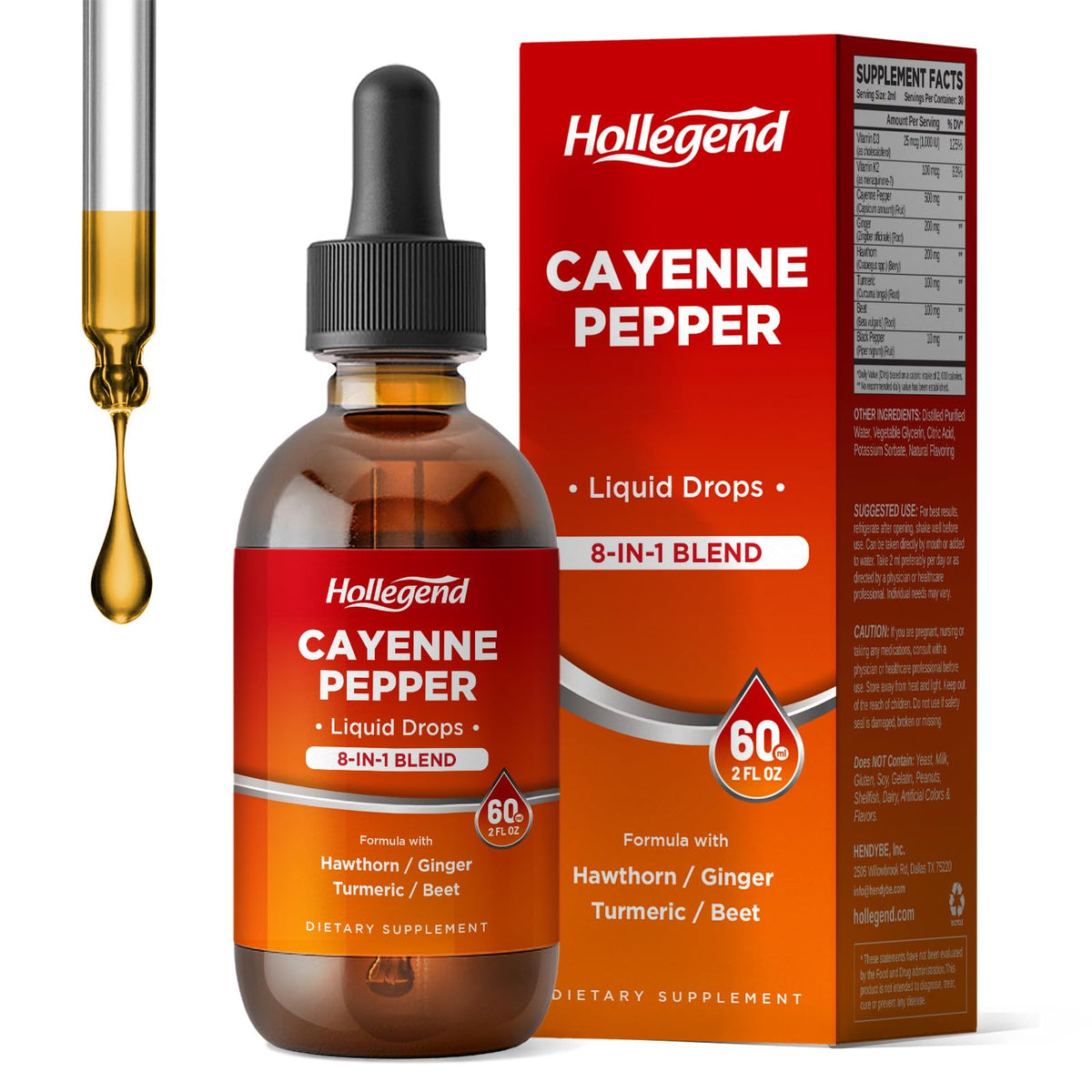 HOLLEGEND Cayenne Pepper Tincture front view with label