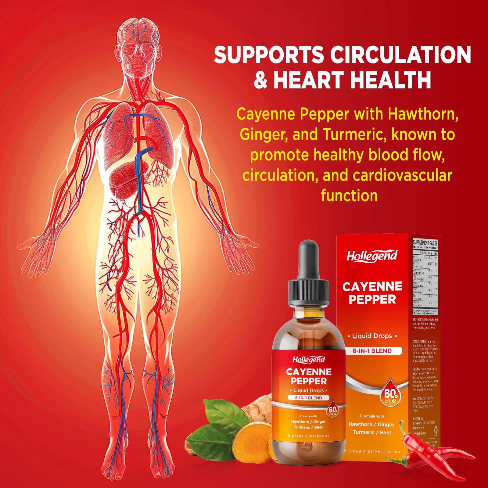 HOLLEGEND Cayenne Pepper Tincture in refreshing lemon flavour