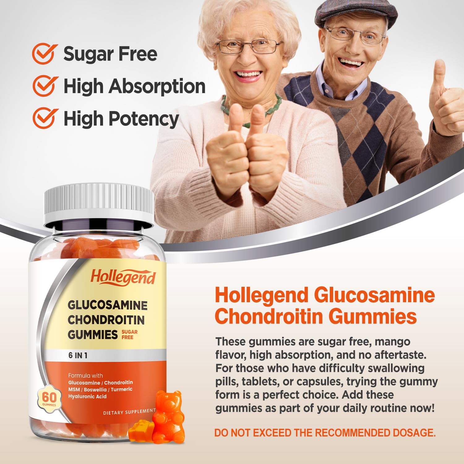 HOLLEGEND Chondroitin Gummies displayed with fresh mango