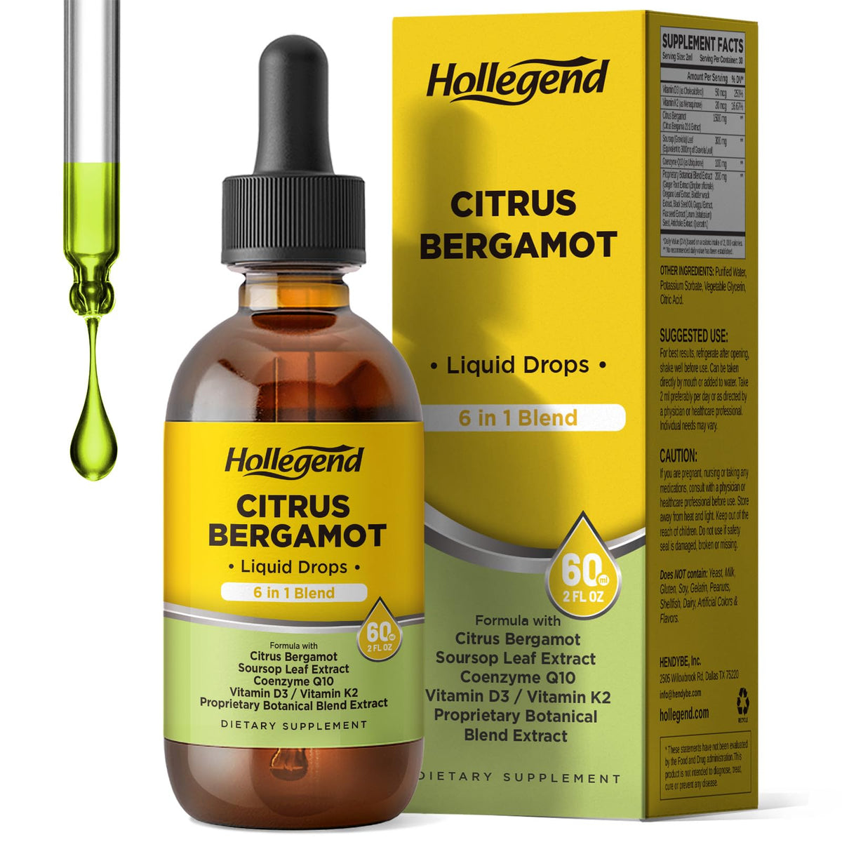 HOLLEGEND Citrus Bergamot 6-In-1 Supplement front view