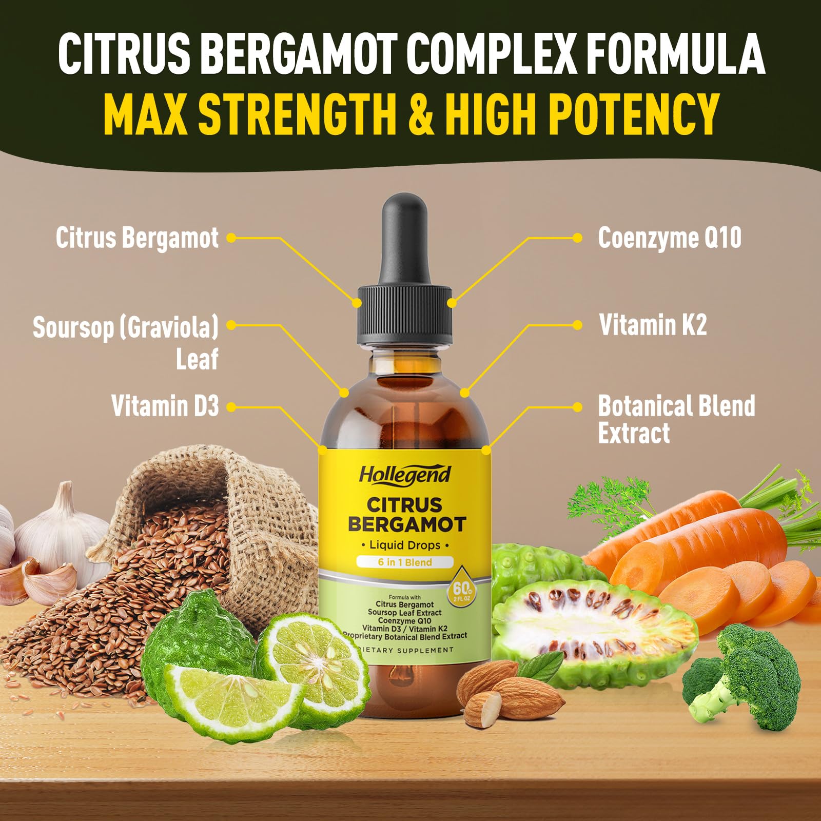 HOLLEGEND Citrus Bergamot 6-In-1 Supplement ingredients list