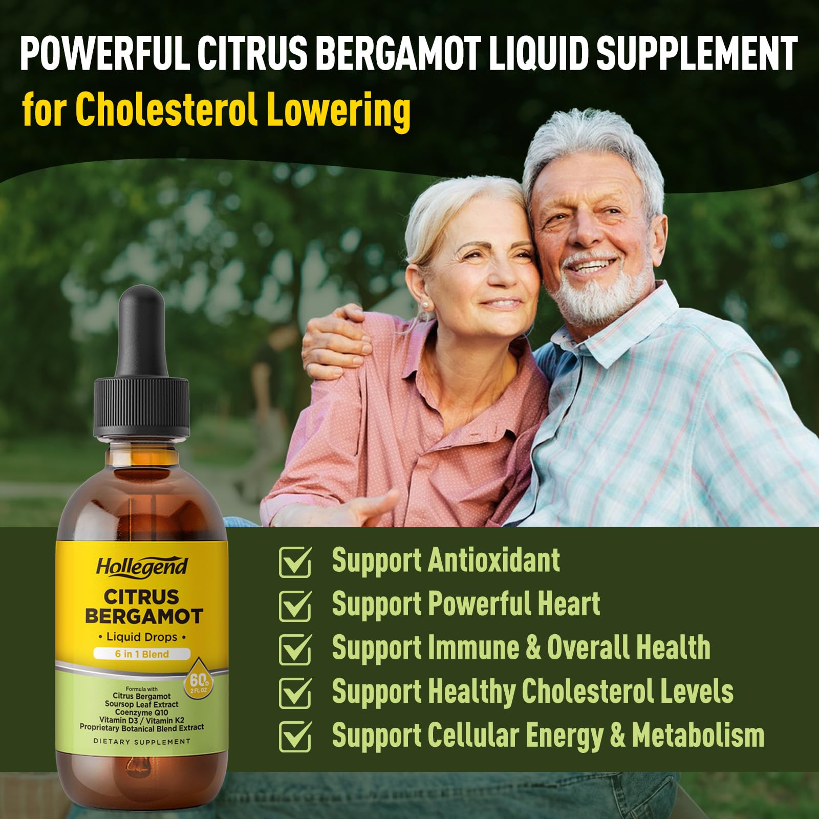 HOLLEGEND Citrus Bergamot 6-In-1 Supplement liquid drops