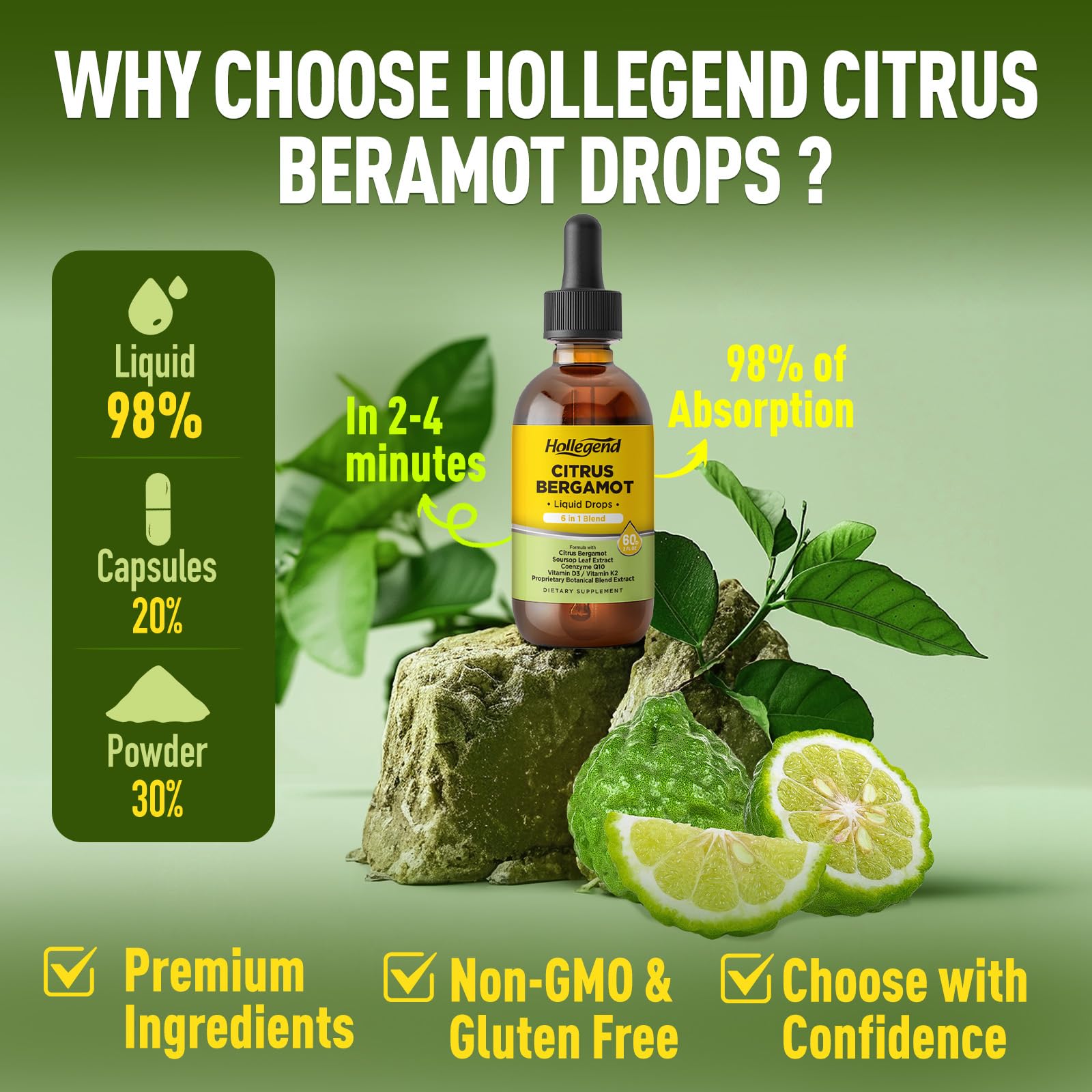 HOLLEGEND Citrus Bergamot 6-In-1 Supplement packaging