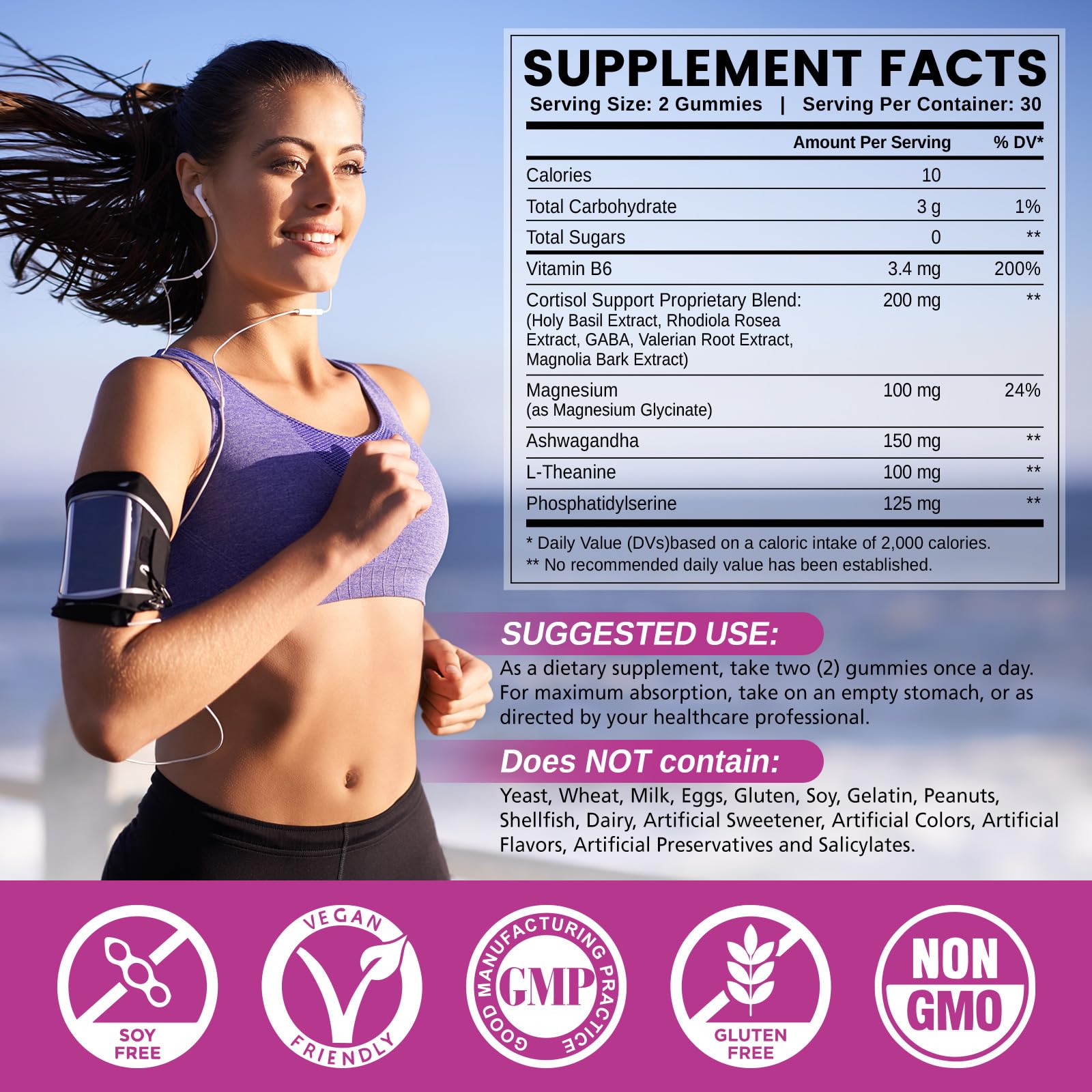 HOLLEGEND Cortisol Gummies bottle with blueberry flavour