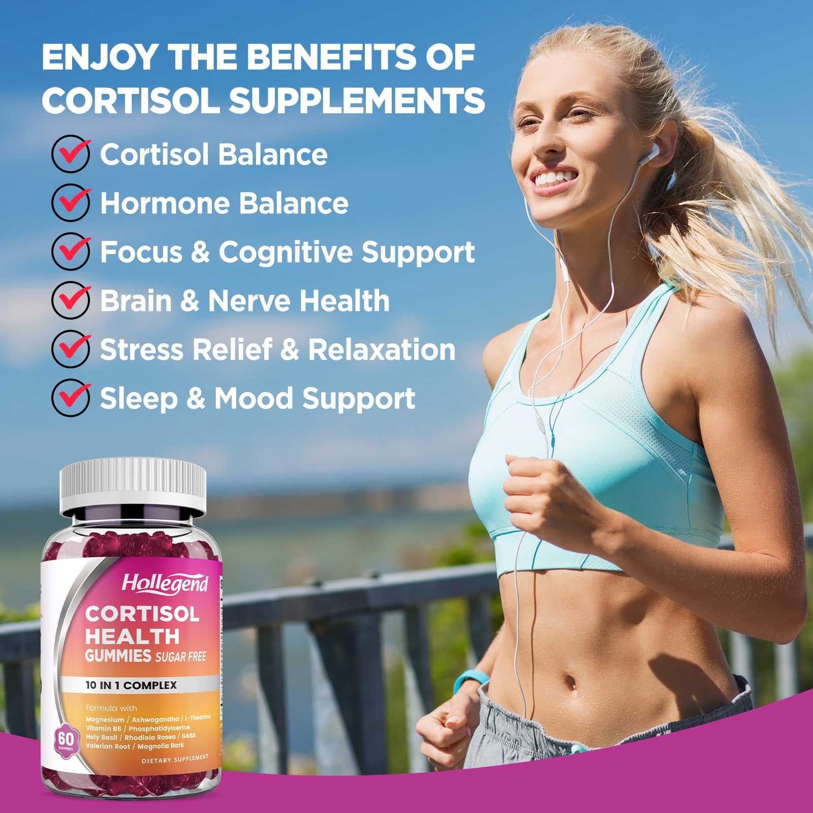 HOLLEGEND Cortisol Gummies with a measuring spoon