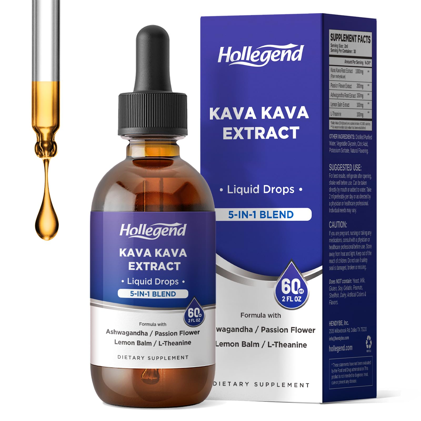 HOLLEGEND Extra Strength Kava Drops 1000mg front view