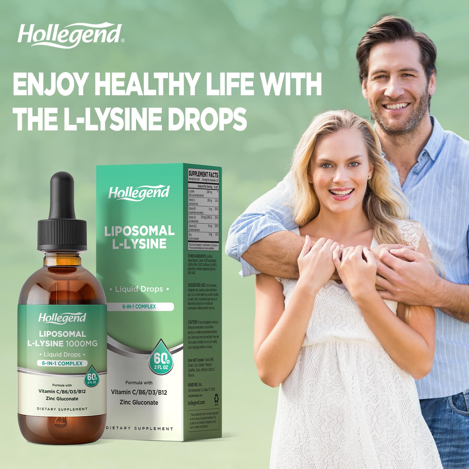 HOLLEGEND L-Lysine Liquid Drops with fresh fruit