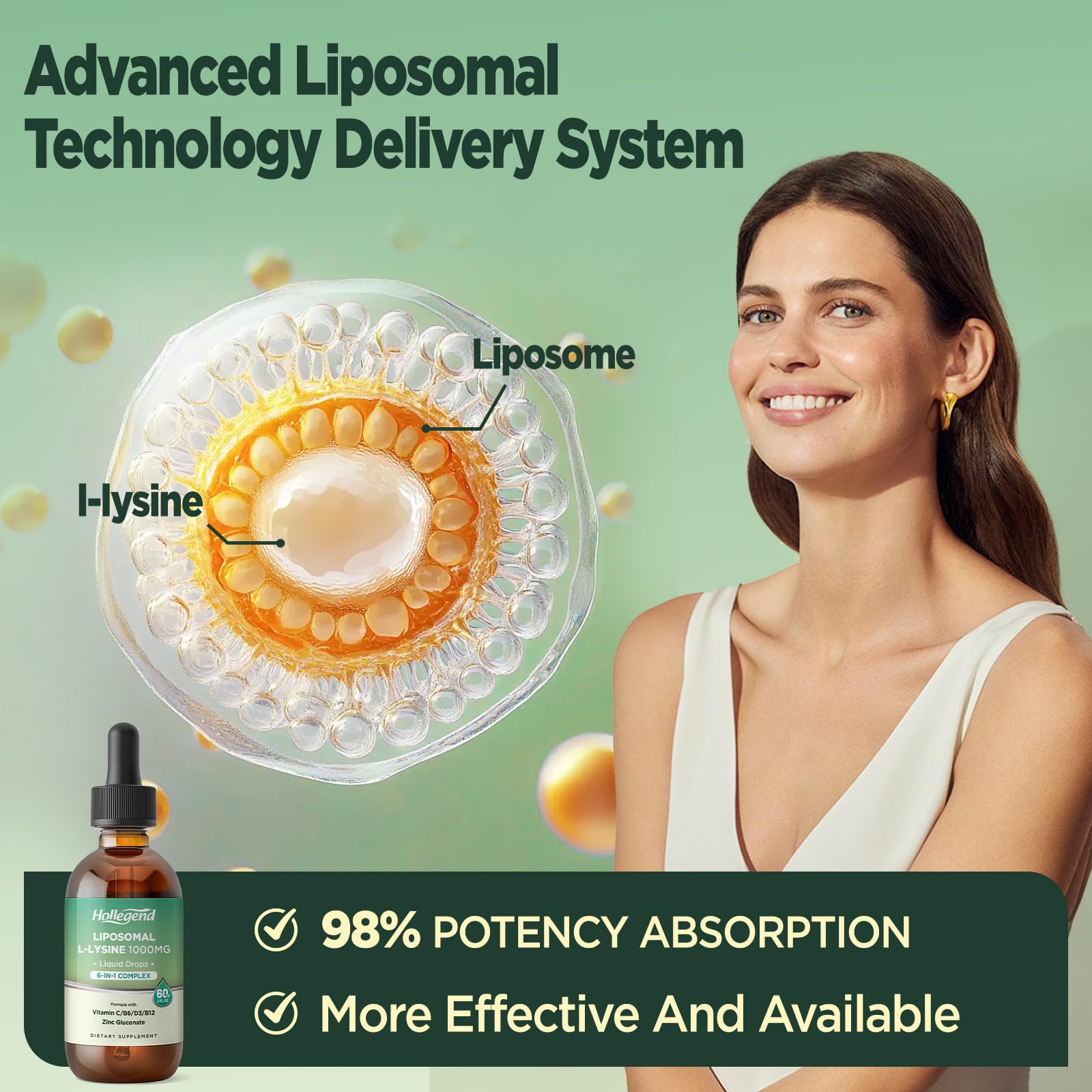 HOLLEGEND L-Lysine Liquid Drops with ingredients list